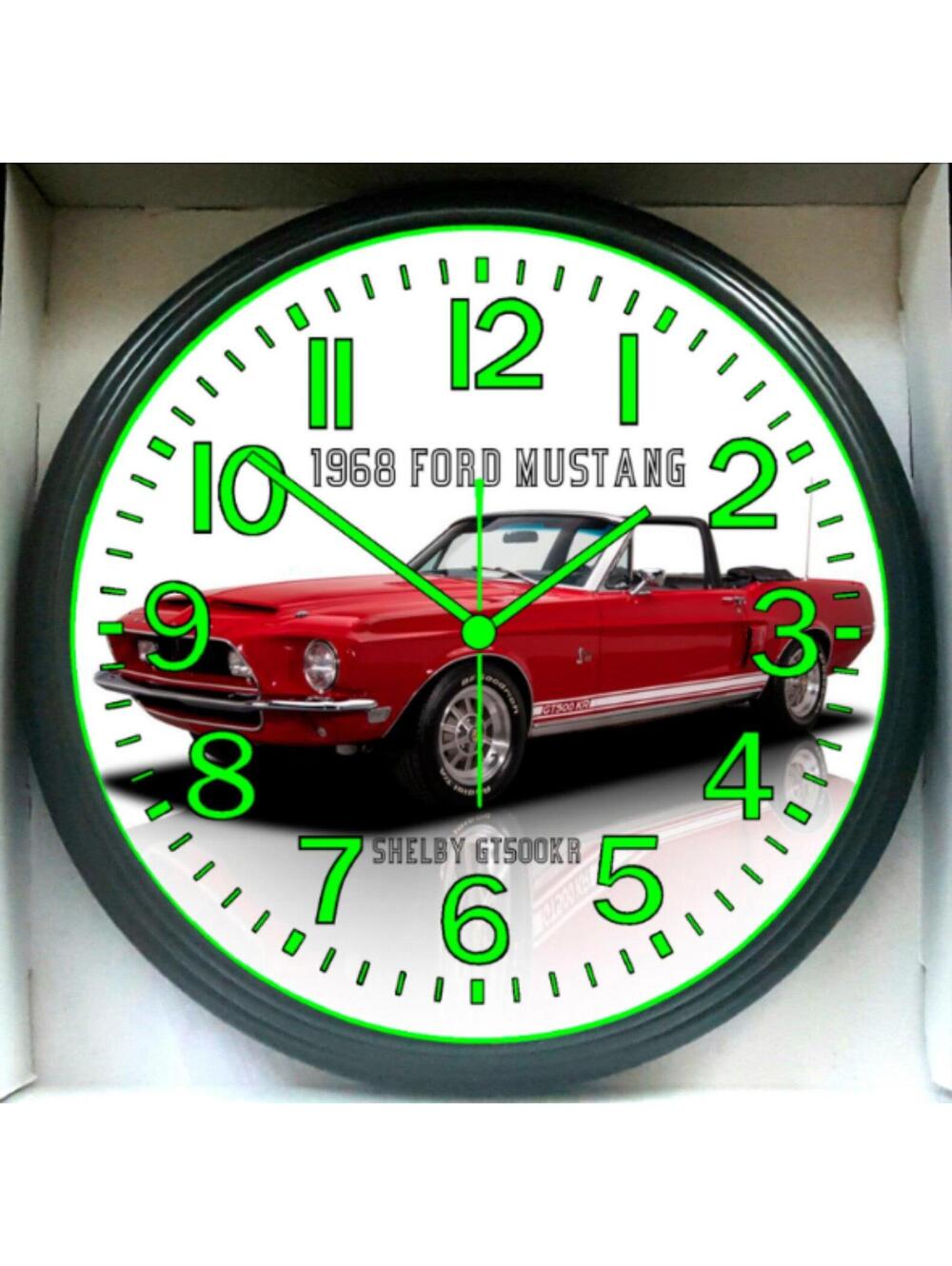 1968 Ford Mustang Shelby GT500 Garage Shop Glow In The Dark Wall Clock New!